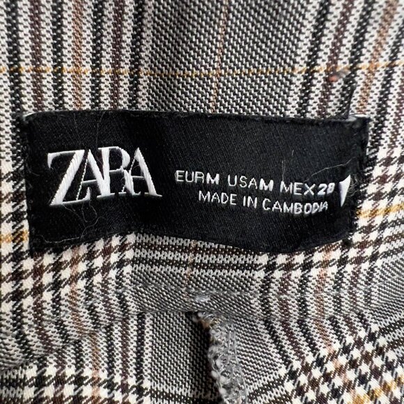 ZARA Plaid Slim Fit Trousers - Size M (US), High-Rise, Side Zip - Picture 8 of 10